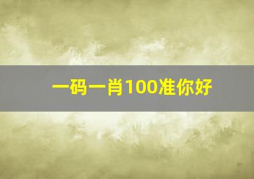 一码一肖100准你好