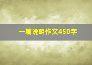 一篇说明作文450字