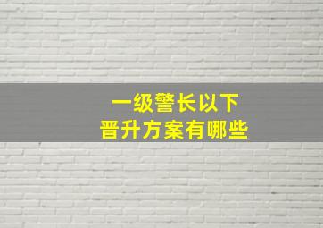 一级警长以下晋升方案有哪些