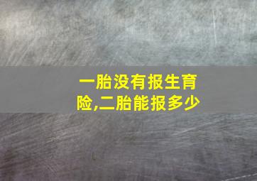 一胎没有报生育险,二胎能报多少