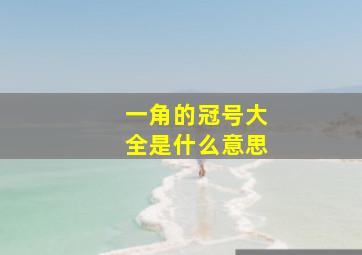 一角的冠号大全是什么意思