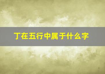 丁在五行中属于什么字