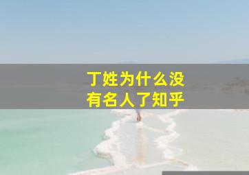 丁姓为什么没有名人了知乎