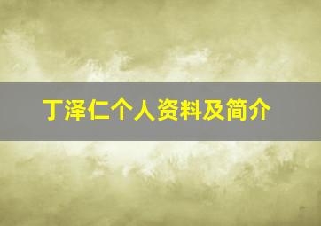 丁泽仁个人资料及简介