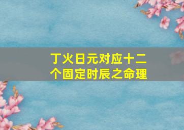 丁火日元对应十二个固定时辰之命理