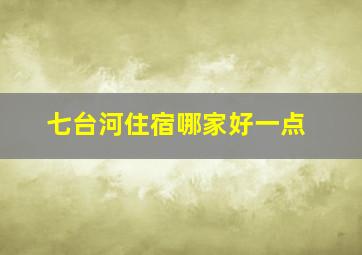 七台河住宿哪家好一点