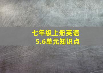 七年级上册英语5.6单元知识点