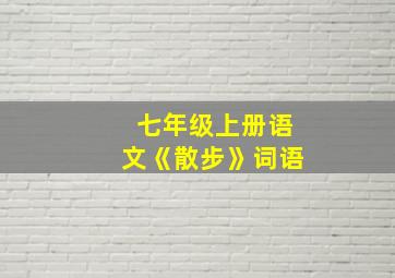 七年级上册语文《散步》词语