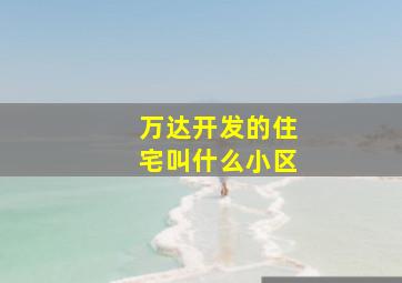 万达开发的住宅叫什么小区