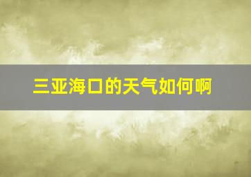 三亚海口的天气如何啊