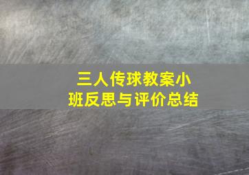 三人传球教案小班反思与评价总结