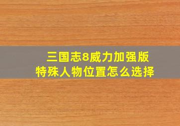 三国志8威力加强版特殊人物位置怎么选择