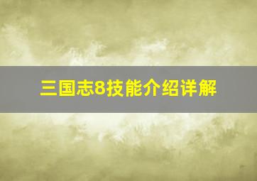 三国志8技能介绍详解