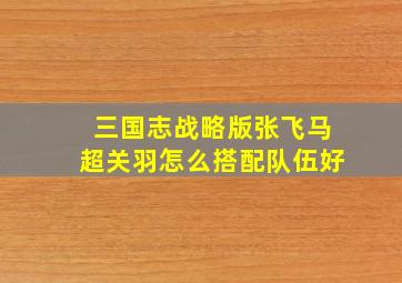 三国志战略版张飞马超关羽怎么搭配队伍好