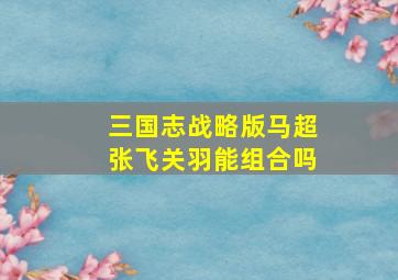 三国志战略版马超张飞关羽能组合吗