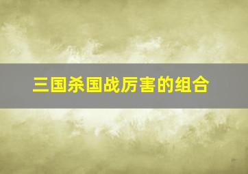 三国杀国战厉害的组合