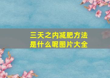 三天之内减肥方法是什么呢图片大全