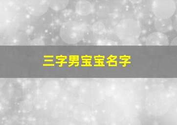 三字男宝宝名字