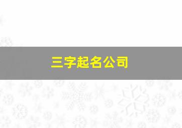 三字起名公司