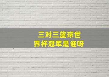 三对三篮球世界杯冠军是谁呀