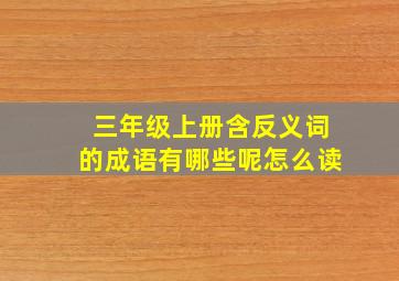 三年级上册含反义词的成语有哪些呢怎么读