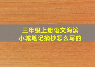 三年级上册语文海滨小城笔记摘抄怎么写的