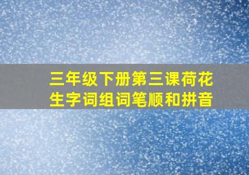 三年级下册第三课荷花生字词组词笔顺和拼音