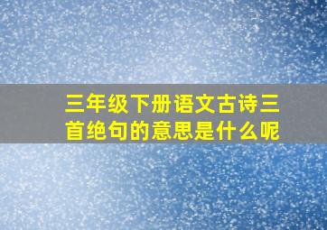 三年级下册语文古诗三首绝句的意思是什么呢