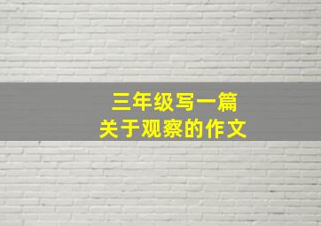 三年级写一篇关于观察的作文