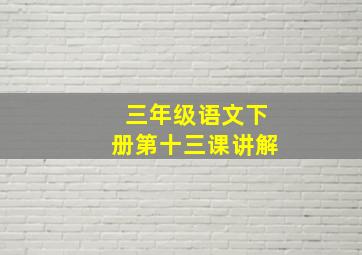 三年级语文下册第十三课讲解