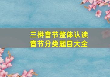 三拼音节整体认读音节分类题目大全