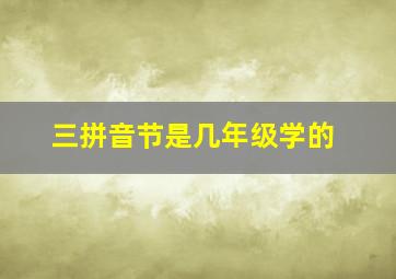 三拼音节是几年级学的