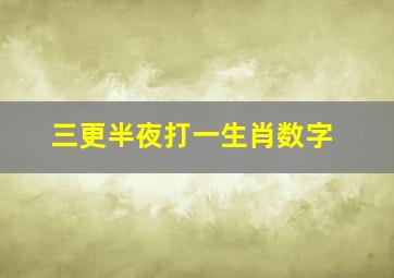 三更半夜打一生肖数字