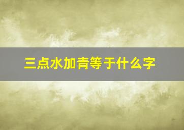 三点水加青等于什么字