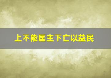 上不能匡主下亡以益民