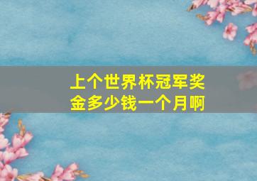 上个世界杯冠军奖金多少钱一个月啊