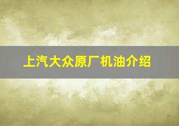 上汽大众原厂机油介绍