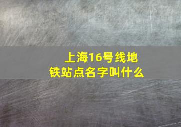 上海16号线地铁站点名字叫什么