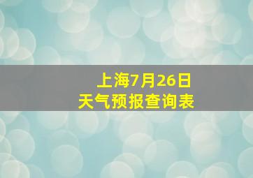 上海7月26日天气预报查询表