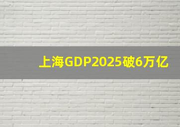 上海GDP2025破6万亿