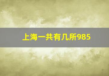 上海一共有几所985