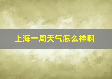 上海一周天气怎么样啊