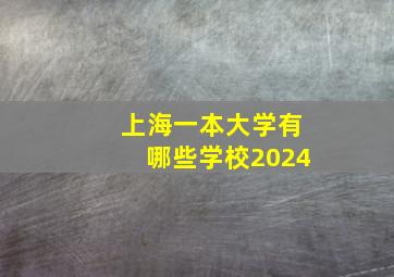 上海一本大学有哪些学校2024