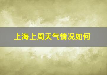 上海上周天气情况如何