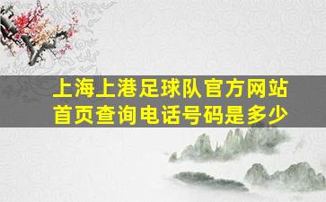 上海上港足球队官方网站首页查询电话号码是多少