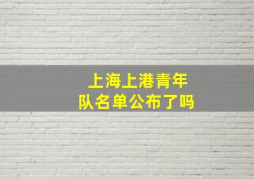 上海上港青年队名单公布了吗