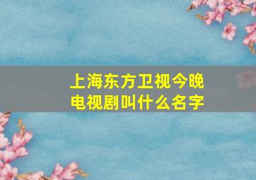 上海东方卫视今晚电视剧叫什么名字