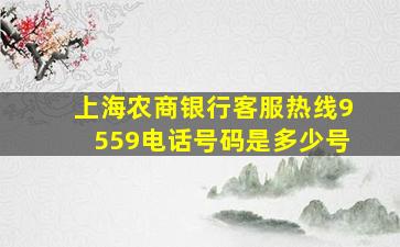 上海农商银行客服热线9559电话号码是多少号