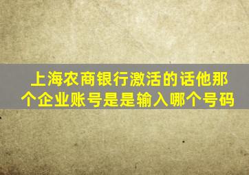 上海农商银行激活的话他那个企业账号是是输入哪个号码