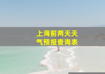 上海前两天天气预报查询表